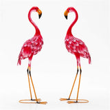 2-Piece Flamingo Ornament Set - Stunning Gradient Feathers Metal Statues Outdoor Garden/Patio Decor 18286522