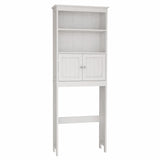 ZUN Over The Toilet Rack 2 -Tier Toilet Bathroom Spacesaver Storage Shelf with 2 Doors Wood Storage 95065143