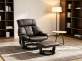 Massage Recliner Chair, 360&deg Swivel Recliner and Footstool Set, 10-Point Vibration Massage, 85620474