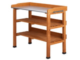 Outdoor Garden Potting Bench Table, Wooden Horticulture Planting Worstation with Metal Tabletop, 2 57354532