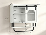 Farmhouse Industrial Wall Mounted Bathroom Cabinet with Sliding Fluted Door, 3Tier Storage 41125079