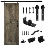 ZUN 30 in. x 84 in. Sliding Barn Door with 5FT Barn Door Hardware Kit & Handle ,K Frame,Solid Spruce 82569458