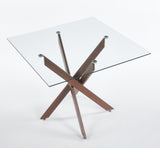 Dining Table with cross metal leg and tempered glass,Modern Space Saving Kitchen Table for Living W234P311867