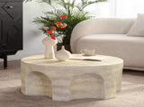 MgO Modern Minimalist Round Accent Coffee Table with Unique Arched Cutout Base, No Assembly W3081P440608
