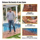 Acacia Wood Interlocking Deck Tiles Checker Pattern, 30 PCS 12" x 12" Square Acacia Hardwood Outdoor W2391P272587
