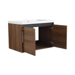 ZUN LEVISTAR Brown 30 Inch Bathroom Vanity with resin Countertop Sink, 2 Doors Bathroom Cabinet Set W1972P165046