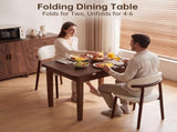51.2" Solid Wood Folding Dining Table, Rotating Drop Leaf Design with Walnut Finish, Space-Saving W6013P585113