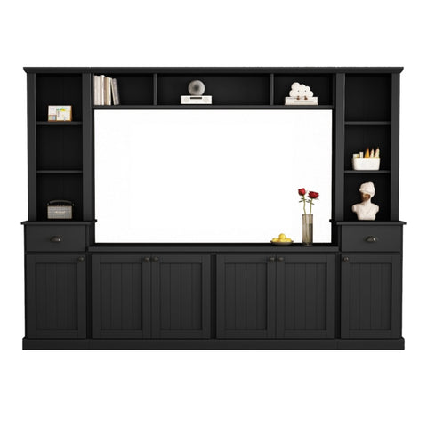 ZUN Minimalist Entertainment Wall Unit Set Bridge for TVs Up to 70'', Ample Storage Space TV Stand 93132432