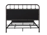 Industrial Style 1pc Queen Size Bed Rustic Curved Edges Metal Frame Fabric Upholstered HB FB, Dark B2741P609108