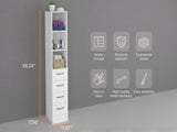 Linen Cabinet 68" H, Three Shelves, Four Drawers and Metal handles, White B097120600