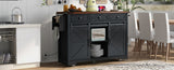 K&K 53.7" Farmhouse Kitchen Island Power Outlet, 2 Sliding Barn Door Kitchen Storage Island N707P170347B
