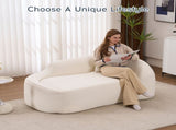 LY-048 Compression Curved Chaise Longue Chair Indoor, Modern Chenille Loveseat Couch with Deep Seat W2231P401698