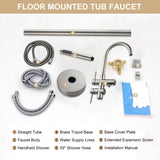 Freestanding Bathtub Faucet Floor Mount Tub Filler Brushed Nickel, Swivel Gooseneck Spout with W1243P316231