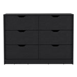 ZUN Basilea 4 Drawers Double Dresser with 2 pull down Cabinets Black B070P214577