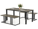 4-Piece Dining Table Set with Bench & 2 Stools, Space-Saving Nested Design, Oak 49005212