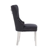 Simba Stainless Steel 2 Piece Chair Finish with Velvet Fabric in Black 808857776211