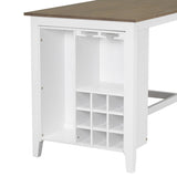 5-Piece Multi-Functional Rubber Wood Counter Height Dining Set with Padded Chairs and Integrated 9 61512091