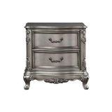 Wooden Nightstand with 2 Drawers in Antique Platinum Finish B016P256539
