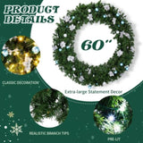 60in Pre-lit Christmas Wreath, Lighted Artificial Xmas Wreath with 220 Cold & Warm White Lights and 31157154