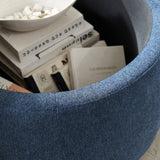 Round Storage Ottoman, 2 in 1 Function, Work as End table and Ottoman, Navy W48735176