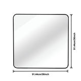 36in x 36in Inch Black Metal Framed Square Bathrrom Mirror for Wall. W2203P310398