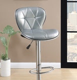 ZUN Silver / Grey Faux Leather PVC Stool Counter Height Chairs Set of 2 Adjustable Height Kitchen Island B01149737