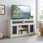 ZUN Embossed Pattern TV Stand, TV and Media Console with Open and Closed Storage Space and sliding door W1758P231682