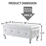 Upholstered Storage Ottoman Bench For Bedroom End Of Bed Faux Leather Rectangular Storage Benches W2268P146682