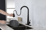 Black Kitchen Faucets with Pull Down Sprayer, Kitchen Sink Faucet with Pull Out Sprayer, Fingerprint K-4012-MB