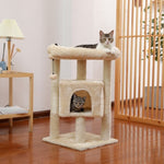 ZUN Modern Small Cat Tree Cat Tower with Sisal Scratching Post, Cozy Condo, Top Perch and Dangling Ball 75440941