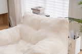010-Soft Teddy Fabric Tufted Foam Bean Bag Chair With Teddy Fabric Ivory White W52741087