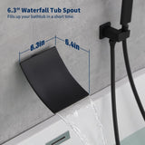 Male NPT Waterfall Shower head with Handheld, Matte Black Bathtub Shower Faucet with High Flow Wall 02156252