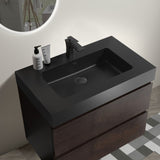 BB02-30-109, Integrated engineered quartz basin WITHOUT drain and faucet, matt black color W1865107122