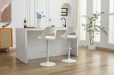 ZUN Bar Stools Set of 2 Modern White PU Counter Height Barstool, High Padded Swivel Adjustable Barstools W794P193339