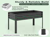 3-in-1 Metal Raised Garden Bed with Mini Greenhouse Cover, Elevated Planter Box - Black 46584296