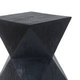 ZUN 14.25" Black Symmetry Concrete Side Table with Smooth Wood Grain Texture and Modern N767P192080B