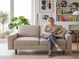Modern Loveseat, 2Seat Polyester Fabric Couch with Tapered Wood Legs, Removable Cushion, Small B2735P610770