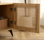 ZUN Oak TV Rattan Storage Cabinet Net - Perfect for Family Entertainment Room 51.2inch W158183853