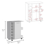 ZUN Lothian Bar Cart with Casters, 2-Side Storage Shelves and 6-Wine Bottle Rack B200P188869