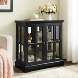 LED Curio Display Cabinet, Antique Display Cabinet with Adjustable Shelves, Retro Design Quality W2275P300146
