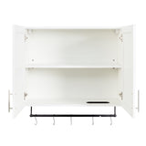 Bathroom Wall Cabinet with Adjustable Shelf, Towel Bar, 5 Hooks, Over The Toilet Storage Cabinet for W331P281277
