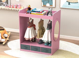 Kids Costume Organizer Costume RackKids ArmoireOpen Hanging Armoire Closet with Mirror-PINK 33487777