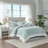 Oversized Cotton Jacquard Comforter Set Aqua King B03595757