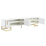 ON-TREND Modern TV Stand Metal Legs and Gold Handles for TVs Up to 80'', Media Console Table WF325614AAK