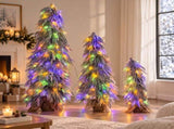 Pre-Lit Flocked Christmas Tree Set of 3, 3FT / 4.5FT / 6FT Artificial Christmas Trees with 235 Warm N704P526154A
