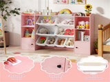 Pink Kids Toy Organizer with 8 Storage Bins, Anti-Tipping Design Open Shelves Cabinet for 3 Years 11264051
