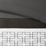 8 Piece Embroidered Comforter Set Dark Grey Queen B035P266658