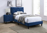 Full Size Bed w Adjustable Headboard 1pc Bedframe, Navy Blue Velvet Upholstered Youth Bedroom B011P190163