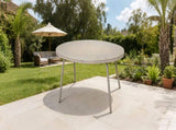 Off-White Round Outdoor PE Rattan Glass Dining Table Elevate Your Patio & Garden W3990P462692