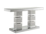 Mirrored Console Table with Crushed Diamond Inlay,Silver Mirrored Entryway Table,Modern Accent W1005P565131